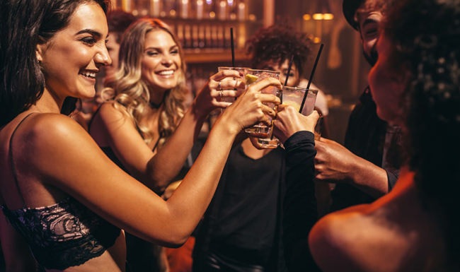 small ad Friends having drinks together